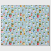 watercolor cute cactus boho nursery ラッピングペーパー (フラット)