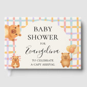 Watercolor Cute Capy Capybara Baby Shower ゲストブック (正面)