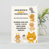 Watercolor Cute Cats Birthday 招待状 (スタンド正面)