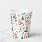 Watercolor Cute Dinosaurs Whimsical Dino Pattern  紙コップ (裏面)