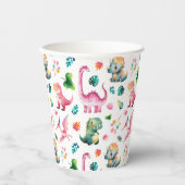 Watercolor Cute Dinosaurs Whimsical Dino Pattern  紙コップ (正面)