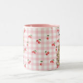 Watercolor Cute Girl Any Name Two-Tone ツートーンマグカップ (中央)