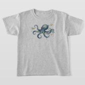 Watercolor Cute Octopus Illustration Tシャツ (レイダウン)