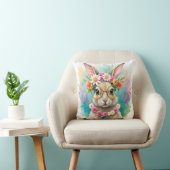Watercolor Cute Rabbit Wildflowers クッション (椅子)