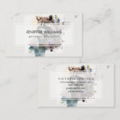 Watercolor Cute Raccoon Spring Flowers 名刺 (正面/裏面)