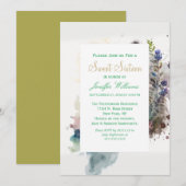 Watercolor Cute Raccoon Spring Flowers         招待状 (正面/裏面)