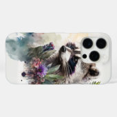 Watercolor Cute Raccoon Spring Flowers Case-Mate iPhoneケース (裏面 (横))