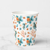 Watercolor Cute Sea Animals Marine Ocean Pattern  紙コップ (右)