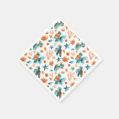 Watercolor Cute Sea Marine Animals Ocean Pattern スタンダードカクテルナプキン (角)