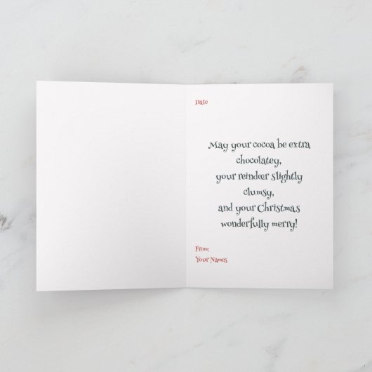 Watercolor Cute Whimsical Merry Christmas Folded  カード (内部)