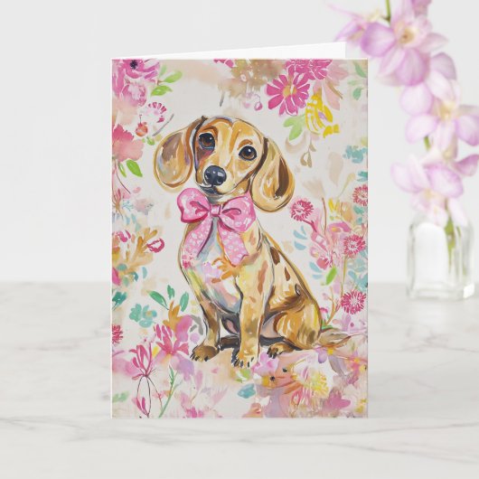 Watercolor Dachshund Card Blank or Customize カード (蘭)