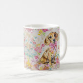 Watercolor Dachshund Coffee Mug Pink Florals コーヒーマグカップ (正面右)