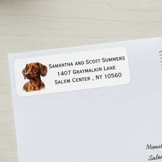 Watercolor Dachshund Dog  ラベル