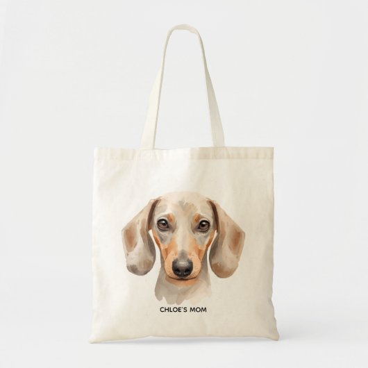 Watercolor Dachshund Dog Lover Tote Bag – Artistic トートバッグ (正面)