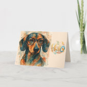 Watercolor Dachshund Hello Greeting Card カード (正面)
