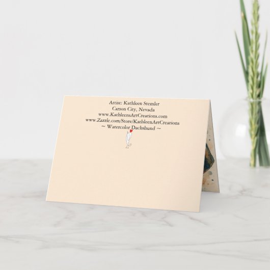 Watercolor Dachshund Hello Greeting Card カード (裏面)