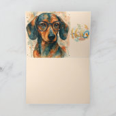 Watercolor Dachshund Hello Greeting Card カード (内部)