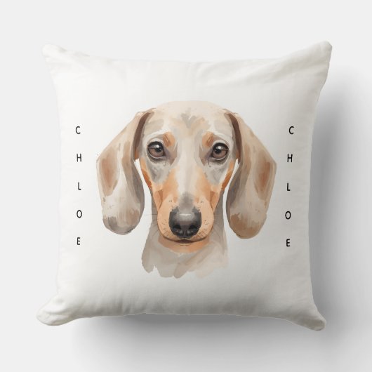 Watercolor Dachshund Pet Memorial Throw Pillow クッション (正面)