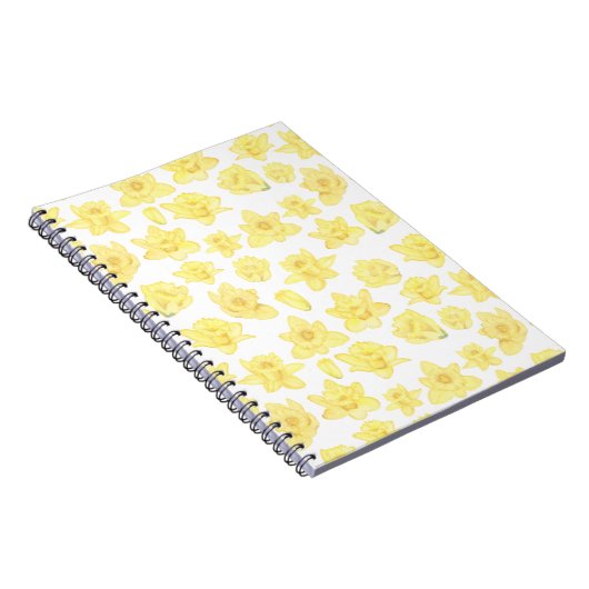 Watercolor Daffodil Ditzy Floral Patterned ノートブック (右側)