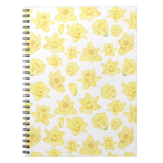 Watercolor Daffodil Ditzy Floral Patterned ノートブック (正面)