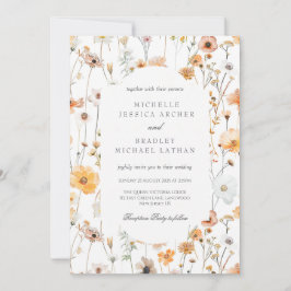 Watercolor Dainty Flowers Wedding Invitation 招待状