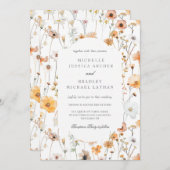 Watercolor Dainty Flowers Wedding Invitation 招待状 (正面/裏面)