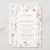 Watercolor Dainy Flowers Wedding Invitation 招待状 (正面)