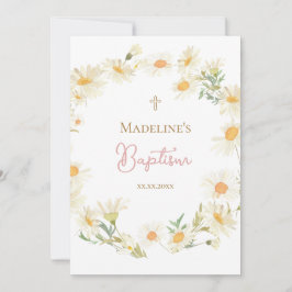  watercolor daisies Baptism 招待状