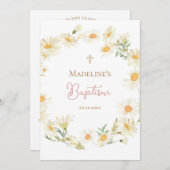  watercolor daisies Baptism 招待状 (正面/裏面)