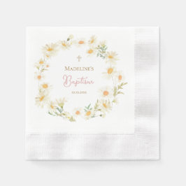  watercolor daisies Baptism 縁ありカクテルナプキン