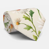 Watercolor Daisies Pattern ネクタイ (ロール)