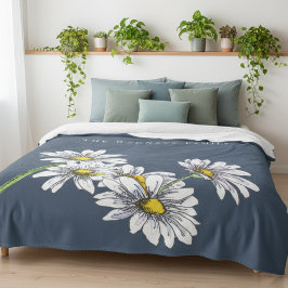 Watercolor Daisy Boho Family Christmas Gift フリースブランケット