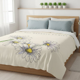 Watercolor Daisy Boho Family Christmas Gift フリースブランケット