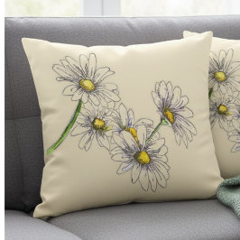 Watercolor Daisy Boho Family Christmas Gift 枕カバー