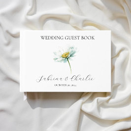 Watercolor Daisy Elegant Floral Wedding ゲストブック