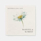 Watercolor Daisy Elegant Floral Wedding スタンダードカクテルナプキン (正面)