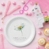 Watercolor Daisy Elegant Floral Wedding ペーパープレート (パーティー)
