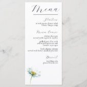 Watercolor Daisy Elegant Floral Wedding メニュー (正面)