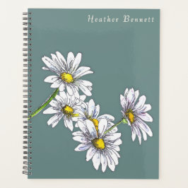 Watercolor Daisy Floral Boho Christmas Gift プランナー手帳