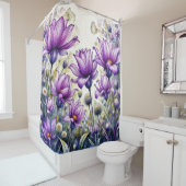 Watercolor Daisy Flower Design シャワーカーテン (インサイチュ)