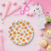 Watercolor Daisy Pattern Pastel Baby Shower ペーパープレート (パーティー)