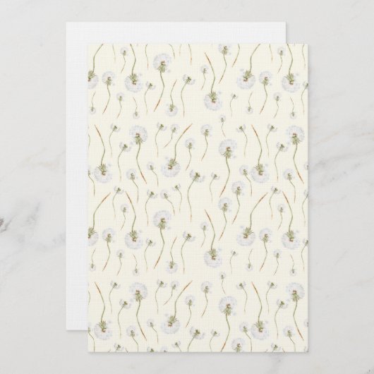 Watercolor Dandelion Flowers Seamless Pattern 招待状 (正面/裏面)