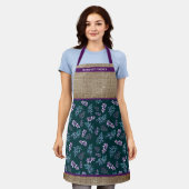 Watercolor Dark Floral Garden Personalized エプロン (着用した状態)