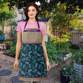 Watercolor Dark Floral Garden Personalized エプロン