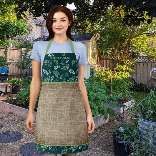 Watercolor Dark Floral Garden Personalized エプロン