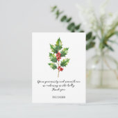 WATERCOLOR DECEMBER HOLLY BIRTH FLOWER ポストカード (スタンド正面)