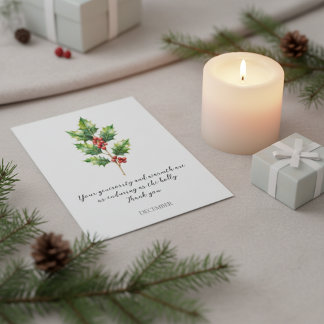 WATERCOLOR DECEMBER HOLLY BIRTH FLOWER ポストカード