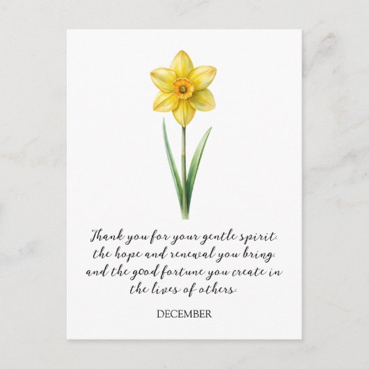 WATERCOLOR DECEMBER NARCISUSS BIRTH FLOWER  ポストカード (正面)
