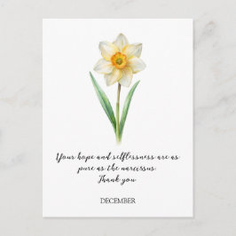 WATERCOLOR DECEMBER NARCISUSS BIRTH FLOWER ポストカード