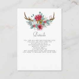 Watercolor Deer Floral Antler Pine Winter Wedding エンクロージャーカード
